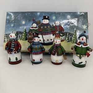 Snowman polymetal ornament Set 4 Gift Box